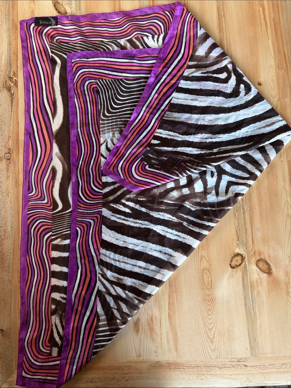 Tierack-Vintage Purple & Brown Zebra Print Scarf